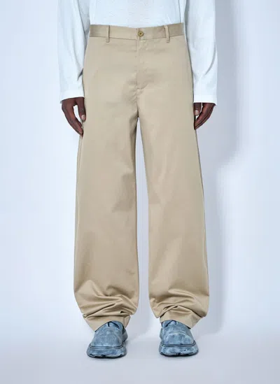 Acne Studios Cotton Satin Tailored Trousers In Beige