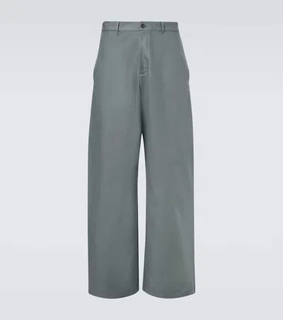 Acne Studios Cotton Satin Wide-leg Pants In Gray