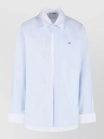 Acne Studios Light Blue Button-up Shirt With Unique Layered Design