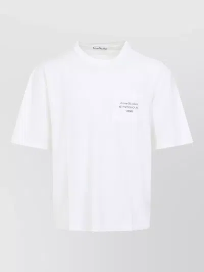 Acne Studios Cotton T Shirt Crew Neck Chest Pocket In White