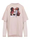 Acne Studios Pink Violet Layered T-shirt With Print In Neutral