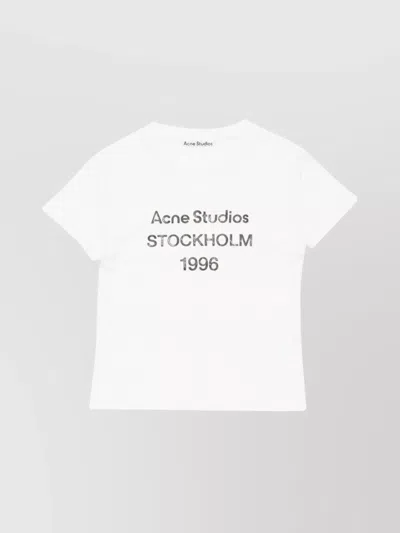 Acne Studios Women White Crewneck T-shirt And Logo Lettering Print On The Front In Cotton Woman