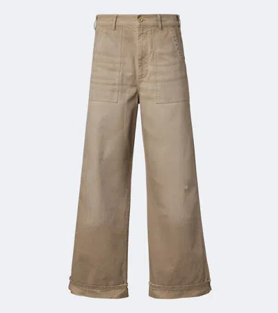 Acne Studios Cotton Twill Wide-leg Pants In Brown