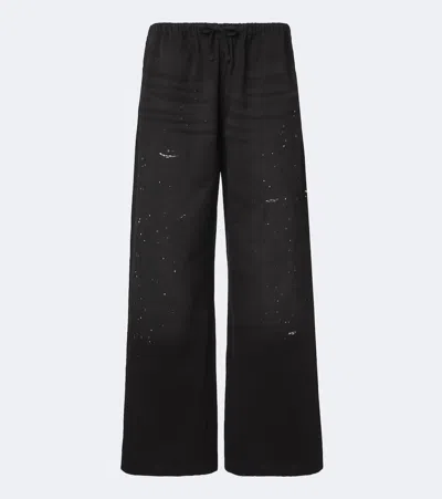 Acne Studios Cotton Twill Wide-leg Pants In Black