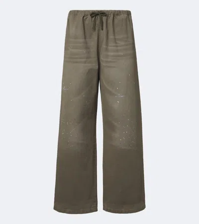 Acne Studios Cotton Twill Wide-leg Pants In Green