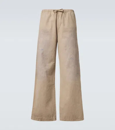 Acne Studios Cotton Twill Wide-leg Pants In Brown