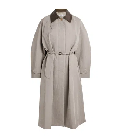 Acne Studios Cotton-blend Belted Trench Coat In Gray