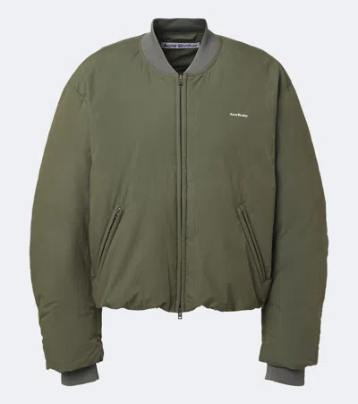 Acne Studios Cotton-blend Poplin Down Bomber Jacket In Green