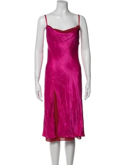 Pre-owned Acne Studios Cowl Neck Midi Length Dress In Red