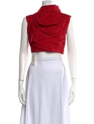 Pre-owned Acne Studios Cowl Neck Sleeveless Crop Top In Red