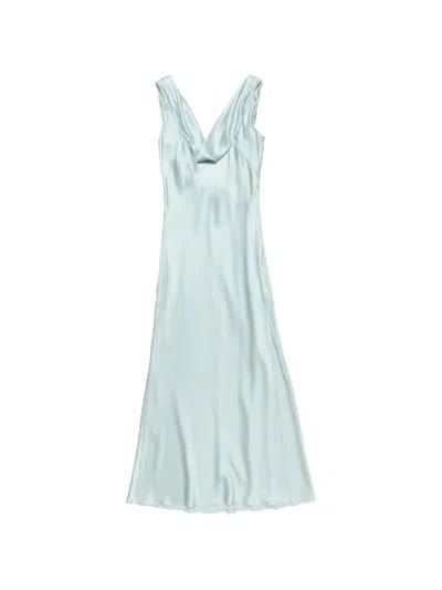 Acne Studios Cowl-neck Draped-detail Dress In Blue