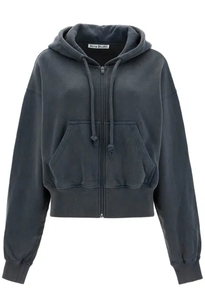 Acne Studios Cozy Boxy Zip Hoodie With Soft Brushed Cotton In Blue