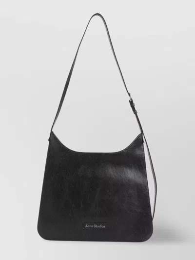 Acne Studios Cracked Leather Shoulder Bag In Black