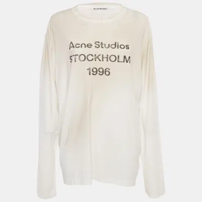 Pre-owned Acne Studios Cream Cotton & Hemp Long Sleeve T-shirt L In Beige