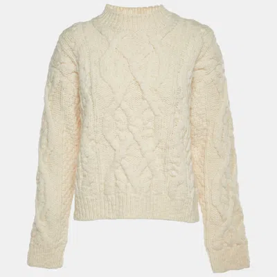 Pre-owned Acne Studios Cream Wool Cable Knit Edyta Sweater S In White