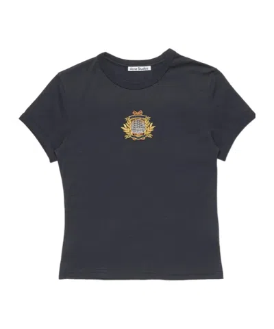 Acne Studios Crest Logo T-shirt In Black
