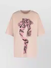 Acne Studios Crew Neck Graphic Print Oversized T-shirt In Pink