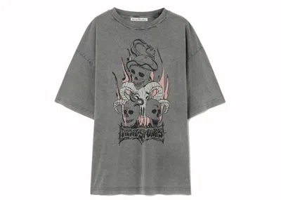 Pre-owned Acne Studios Crew Neck Graphic Regular Fit T-shirt In Faded Black