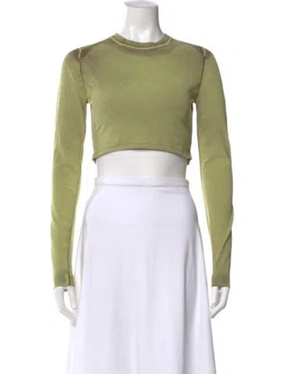 Pre-owned Acne Studios Crew Neck Long Sleeve Crop Top In Green