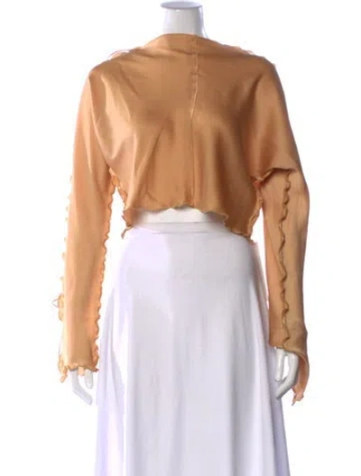 Pre-owned Acne Studios Crew Neck Long Sleeve Crop Top In Orange