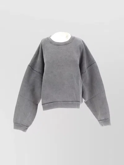 Acne Studios Crew Neck Long Sleeve Ribbed Top In Grey