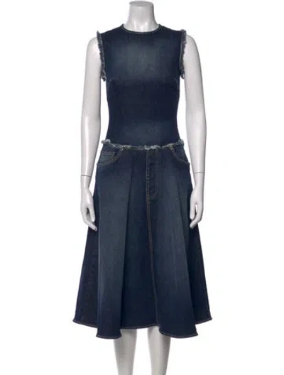 Pre-owned Acne Studios Crew Neck Midi Length Dress In Blue
