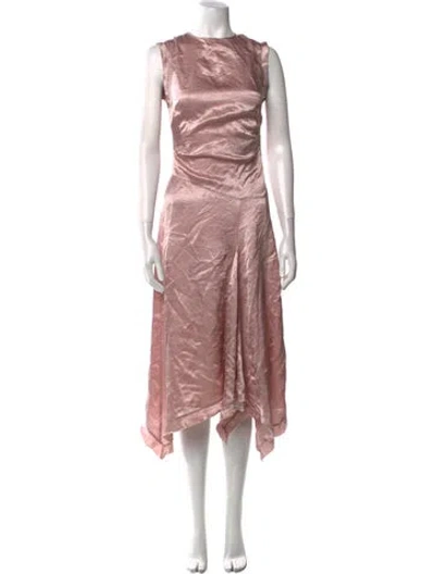 Pre-owned Acne Studios Crew Neck Midi Length Dress In Pink