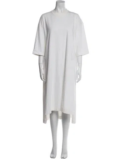 Pre-owned Acne Studios Crew Neck Midi Length Dress In White
