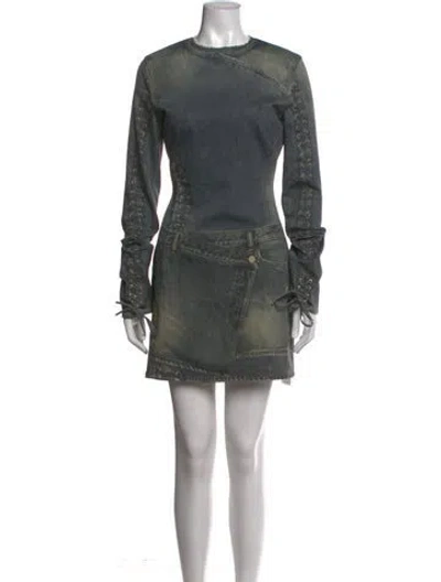 Pre-owned Acne Studios Crew Neck Mini Dress In Grey