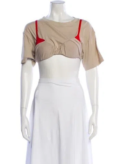 Pre-owned Acne Studios Crew Neck Short Sleeve Crop Top In Neutral