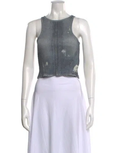 Pre-owned Acne Studios Crew Neck Sleeveless Crop Top In Grey