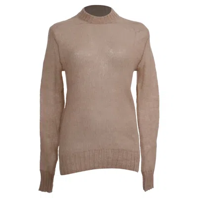 Pre-owned Acne Studios Crew Neck Sweater In Beige Mohair In Brown