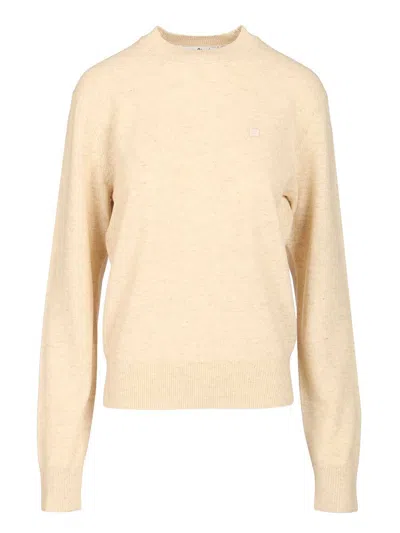 Acne Studios Crew Neck Sweater Knitwear Beige In Pink