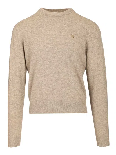 Acne Studios Crew Neck Sweater Knitwear Grey In Animal Print