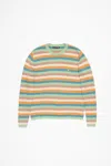 Acne Studios Face Patch Striped Sweater In Mint Green,multi