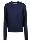 Acne Studios Crew-neck Sweater With Face Micro Logo In Blue