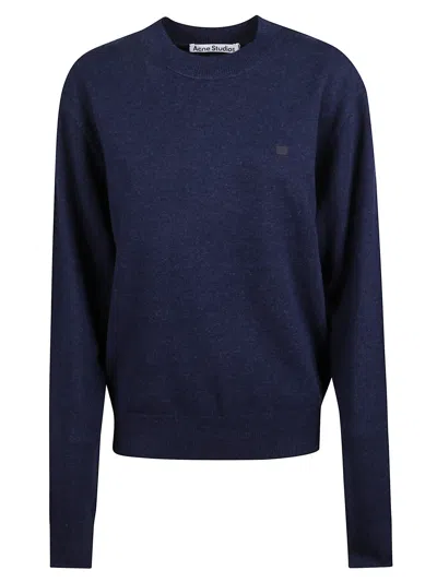 ACNE STUDIOS CREW-NECK SWEATER WITH FACE MICRO LOGO