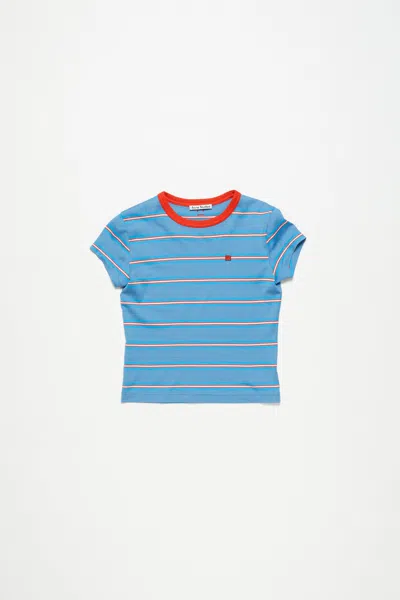 Acne Studios Crew Neck T-shirt - Fitted Fit In Sea Blue