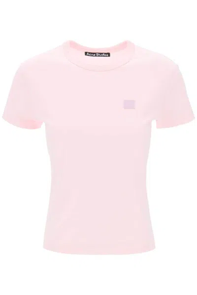 Acne Studios Crew-neck T-shirt With Logo Patch Women In Pink