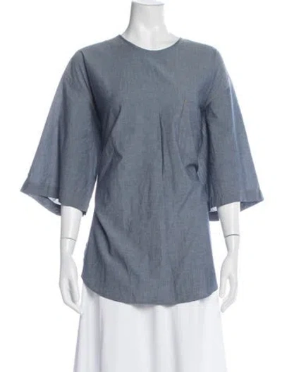 Pre-owned Acne Studios Crew Neck Three-quarter Sleeve Top W/ Tags In Blue