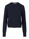 Acne Studios Crew Neck Wool Cardigan In Black