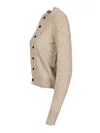 Acne Studios Crew Neck Wool Cardigan Knitwear Grey In Brown