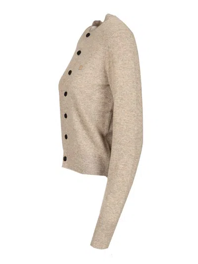 ACNE STUDIOS CREW NECK WOOL CARDIGAN KNITWEAR GREY