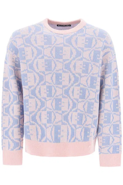 Acne Studios Jacquard Crewneck Sweater In Pink