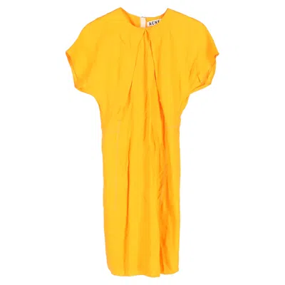 Pre-owned Acne Studios Crewneck Knee-length Shift Dress In Orange Viscose In Yellow