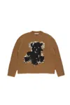 Acne Studios Teddy Animation Crewneck Sweater Khaki Beige In Brown