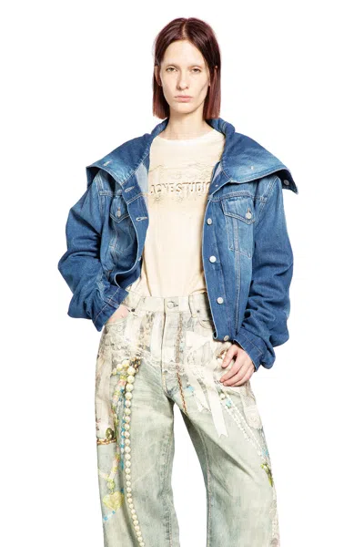 Acne Studios Crinkled Denim Jacket In Blue