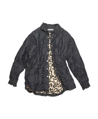 Acne Studios Crinkled Denim Shirt Jacket In Blue