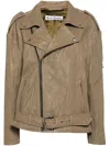 Acne Studios Linor Oversized Belted Leather Jacket In Brown