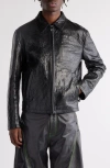 Acne Studios Crinkled Lambskin Leather Jacket In Black